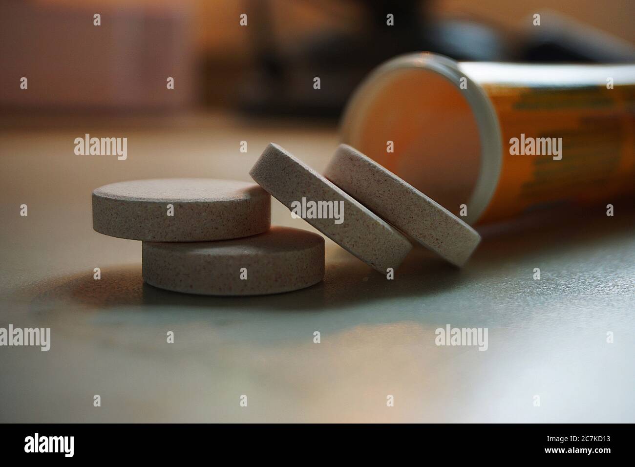 Vitamin C effervescent tablets outside the can Stock Photo