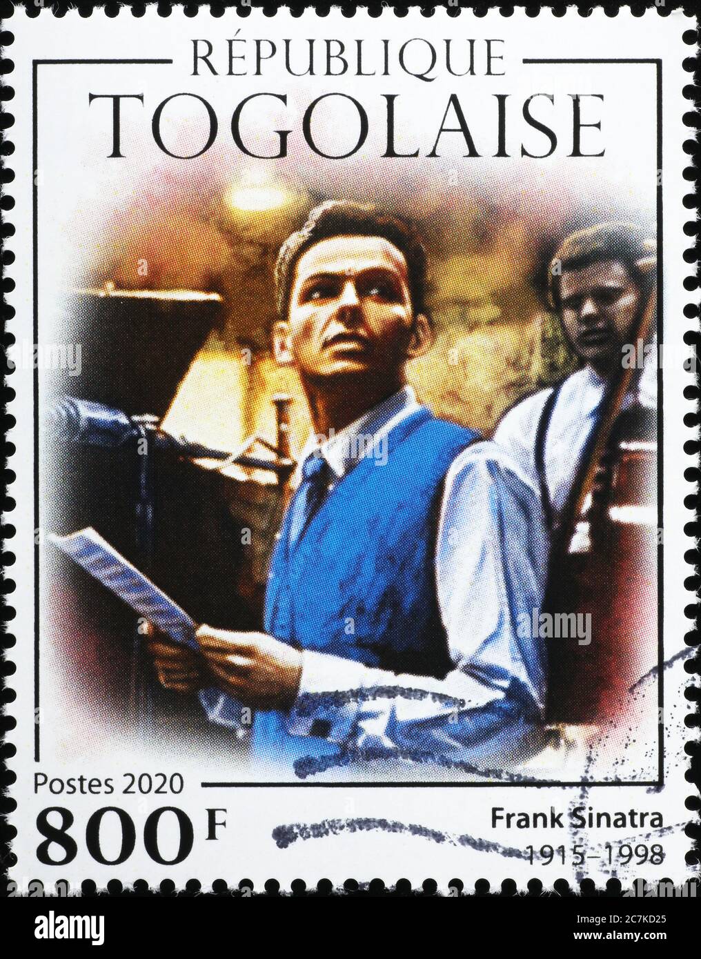 Young Frank Sinatra on postage stamp of Togo Stock Photo