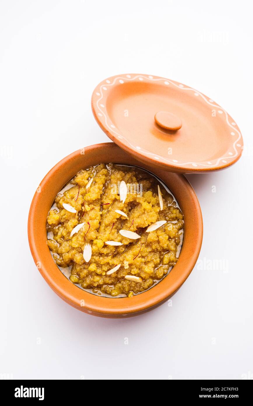 Moong dal halwa is a classic Indian sweet dish made with moong lentils ...