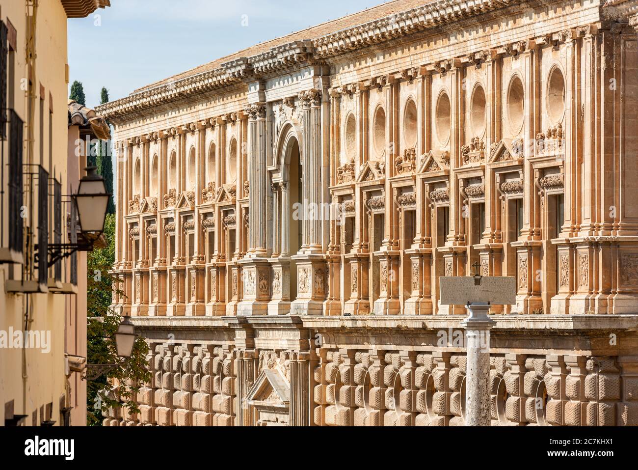 The South Facade of the Palace of Charles V in the Alhambra in late ...
