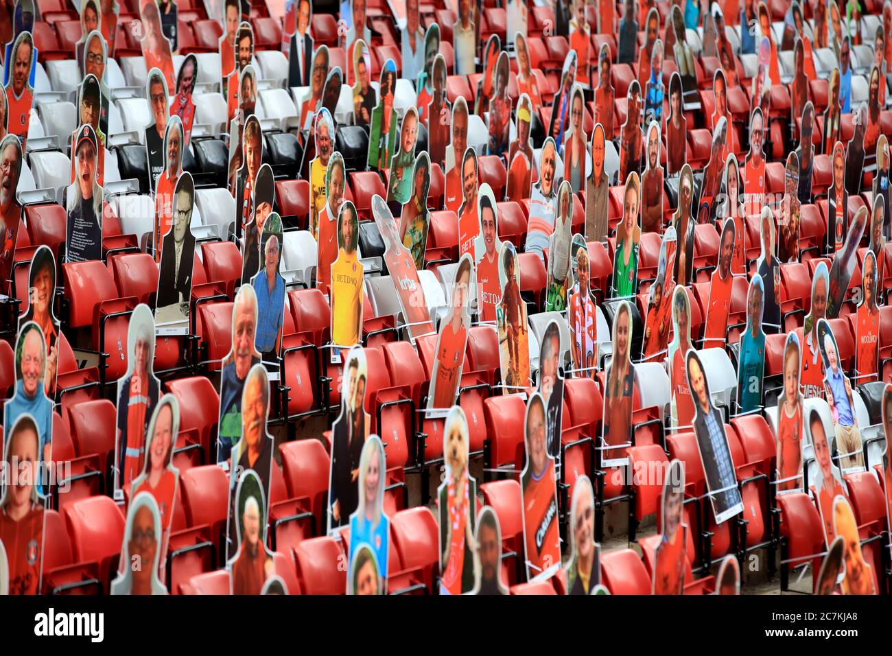 Cardboard cutouts in the stands at The Valley, London. Stock Photo