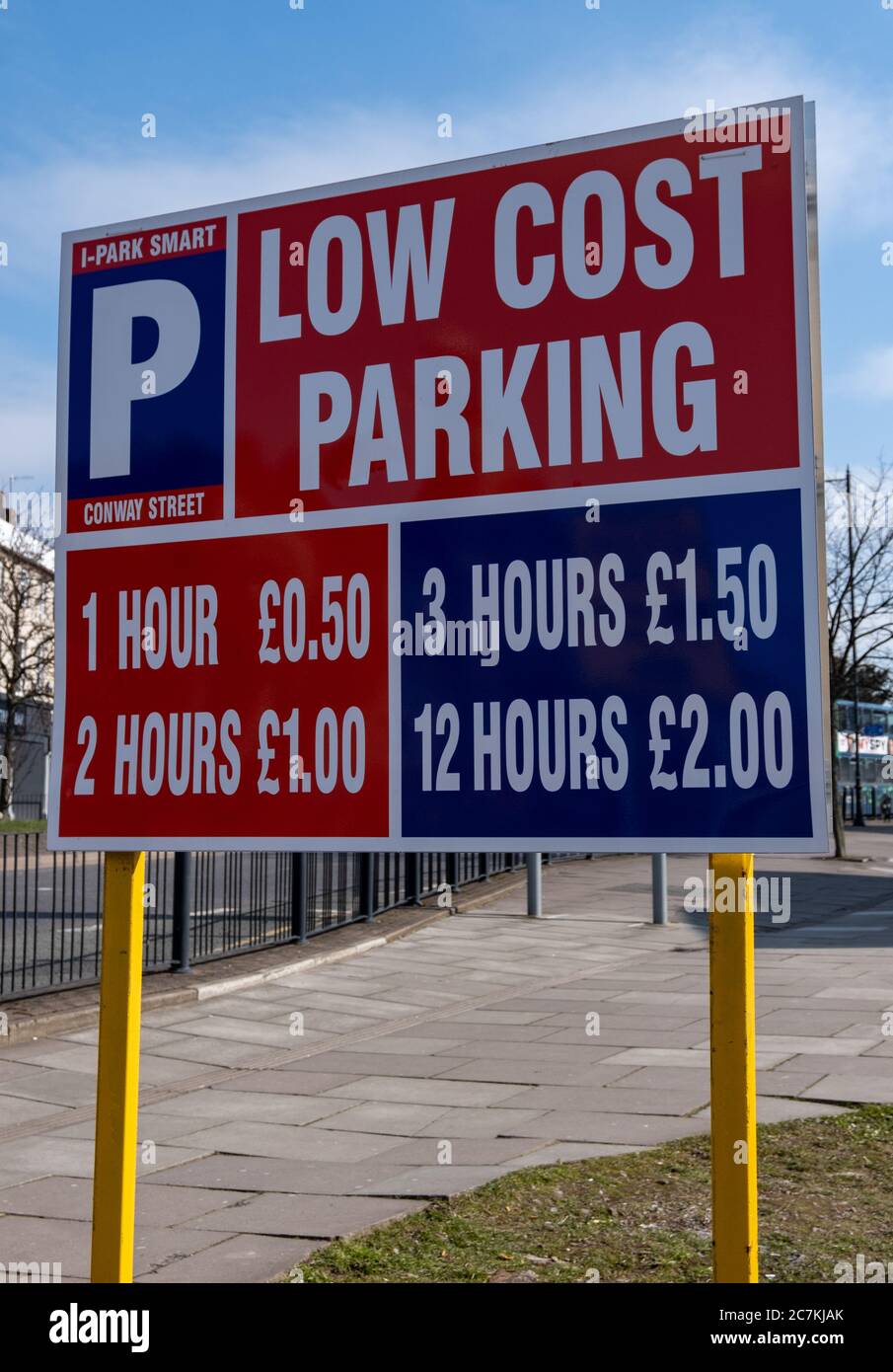 Car park sign for off road parking in Birkenhead Wirral March 2020 Stock Photo
