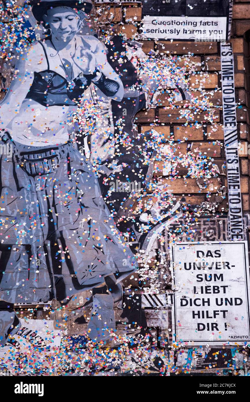 Berlin, confetti, message, esotherik, graffiti Stock Photo