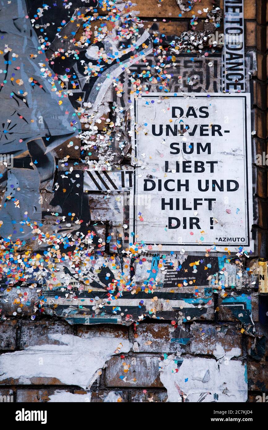 Berlin, confetti, message, esotherik, graffiti Stock Photo