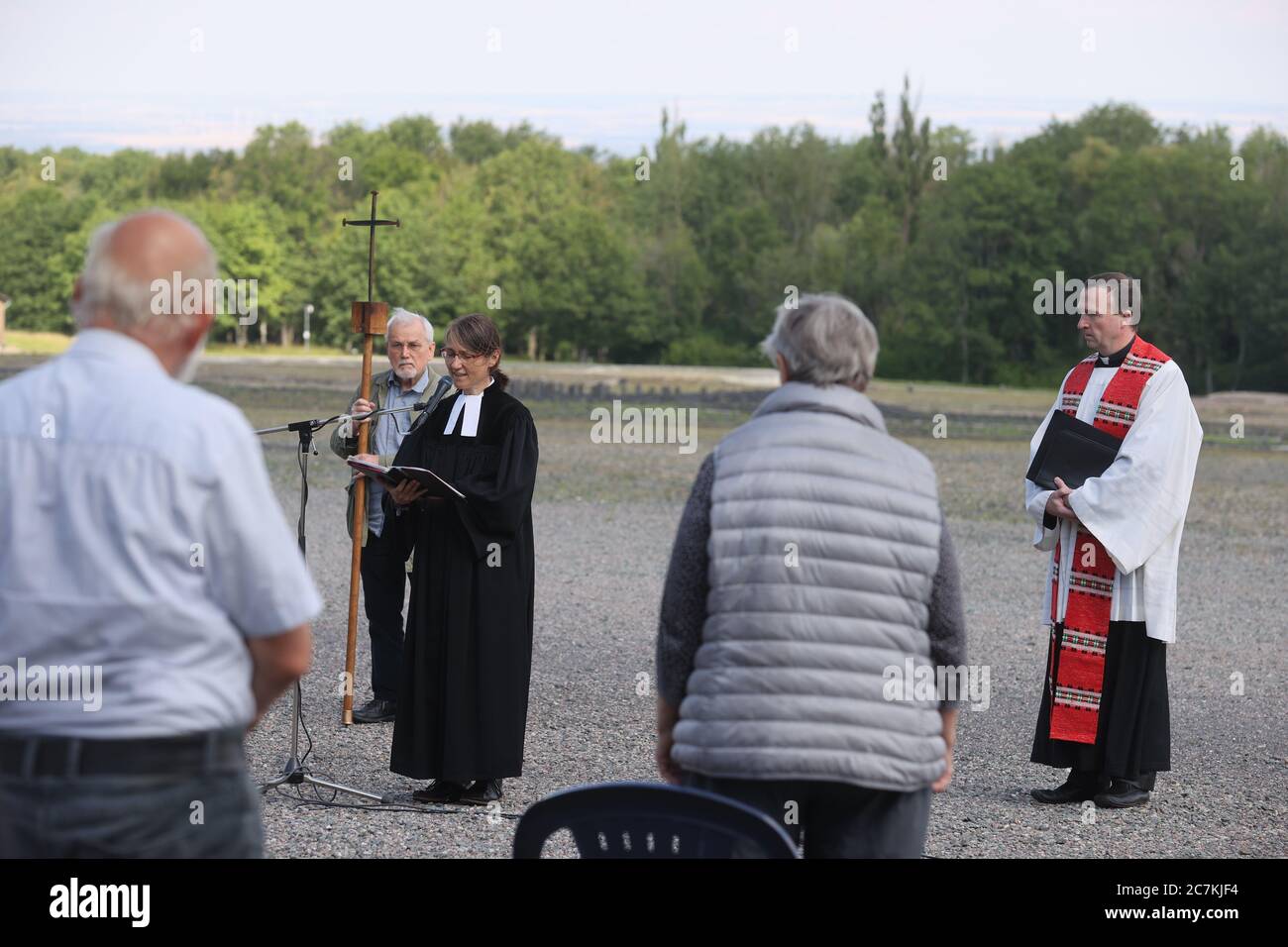 Weimar, Germany. 18th July, 2020. Pastor Karin Krapp (2nd from left