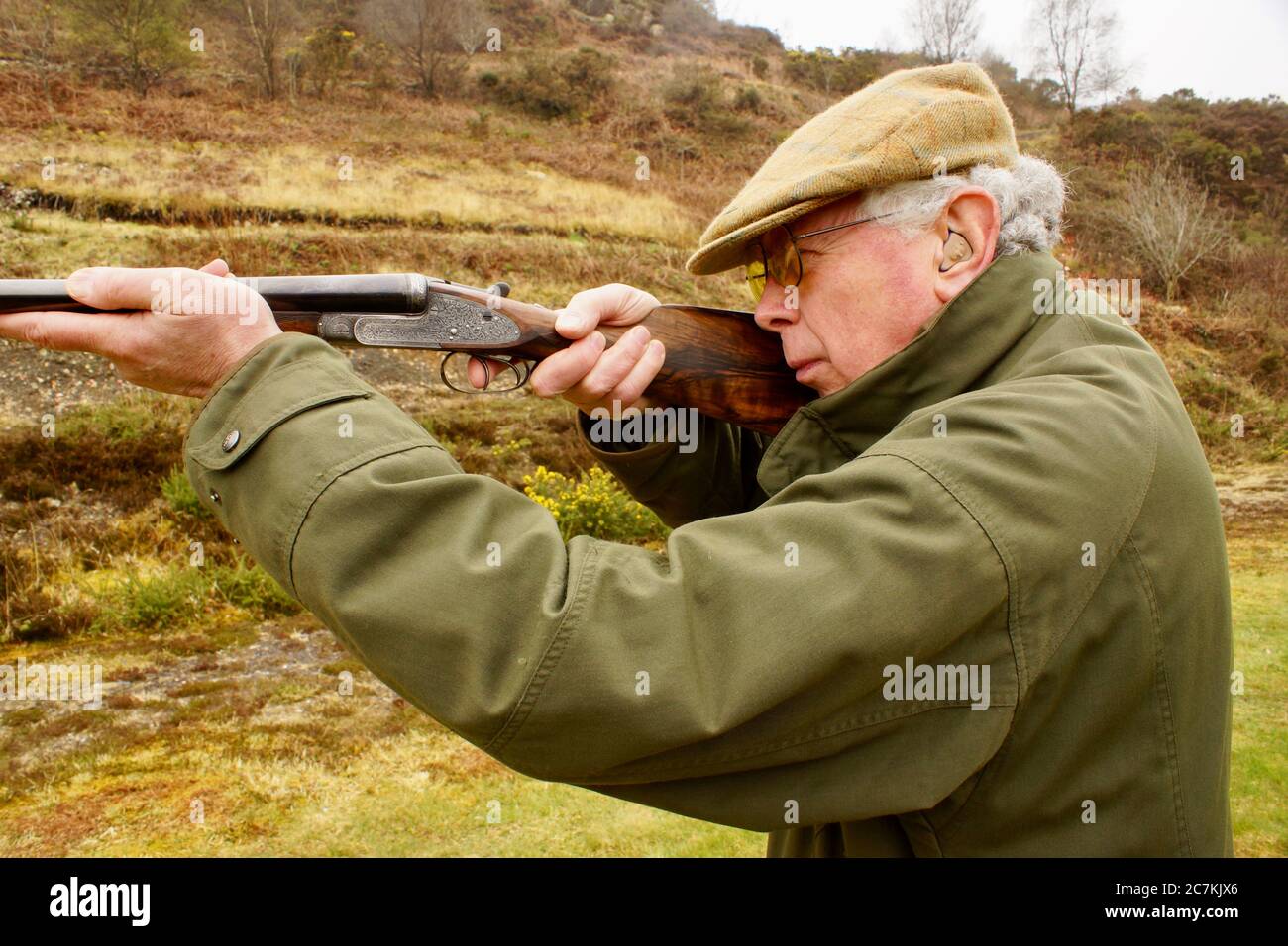 Gun-fitting, English Side By Side, Shotgun, 1904 Shotgun, Side Lock Ejector, Traditional, Field Sport, Countryside, Country Pursuit. Stock Photo