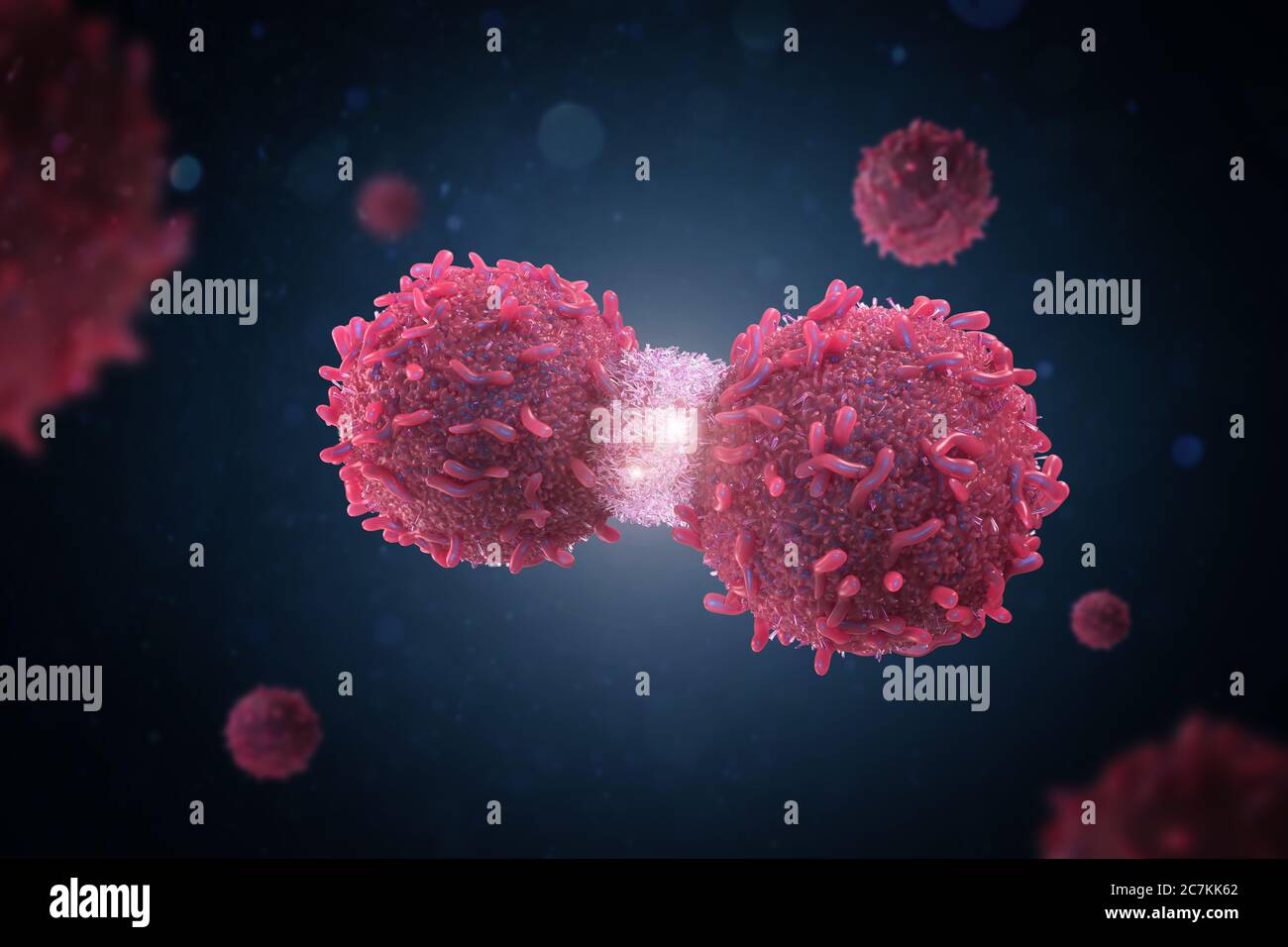 3d rendering red cancer cell divide or spread out Stock Photo