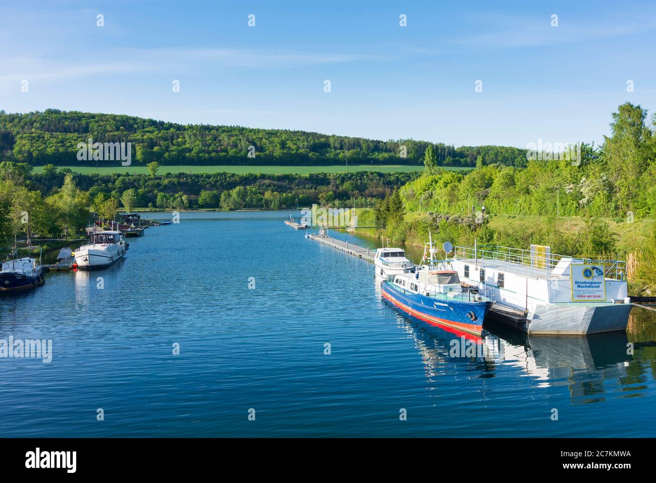 Pöchlarn, river Erlauf, sports harbor at river Donau, Mostviertel region, Niederösterreich / Lower Austria, Austria Stock Photo