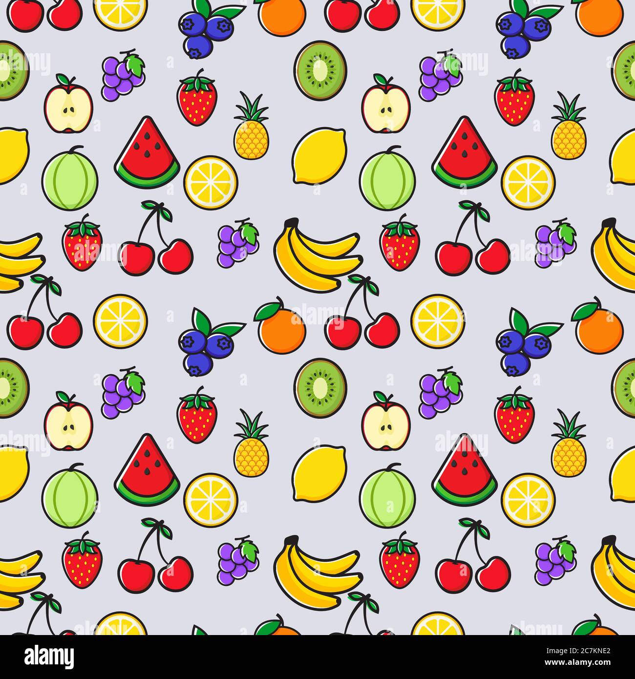 Colorful fruit seamless pattern with a scattered vector design of ...