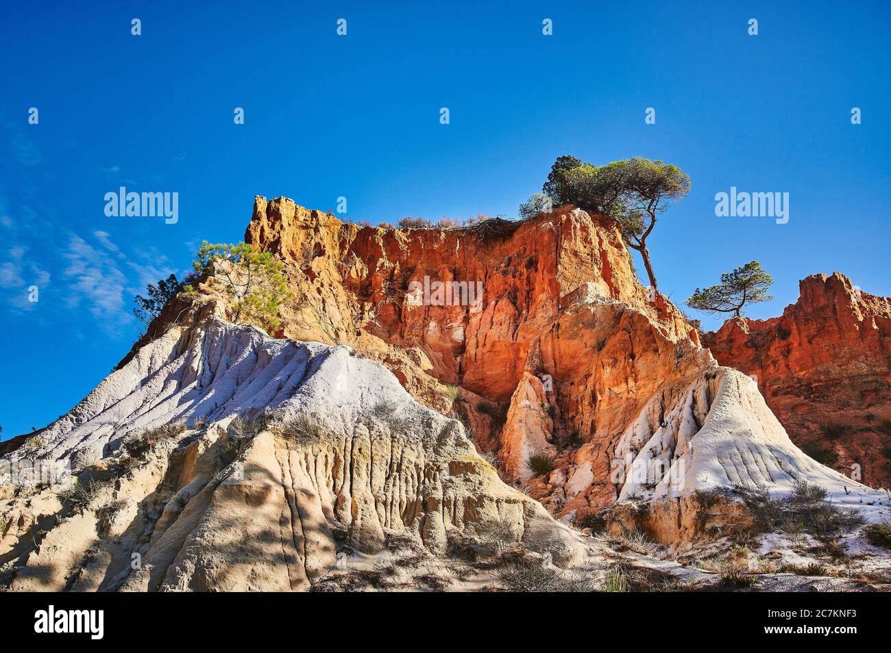 Europe, Portugal, Algarve, Litoral, Barlavento, district of Faro, between Vilamoura and Albufeira, Olhos de Agua, massif of colored layers of rock Stock Photo