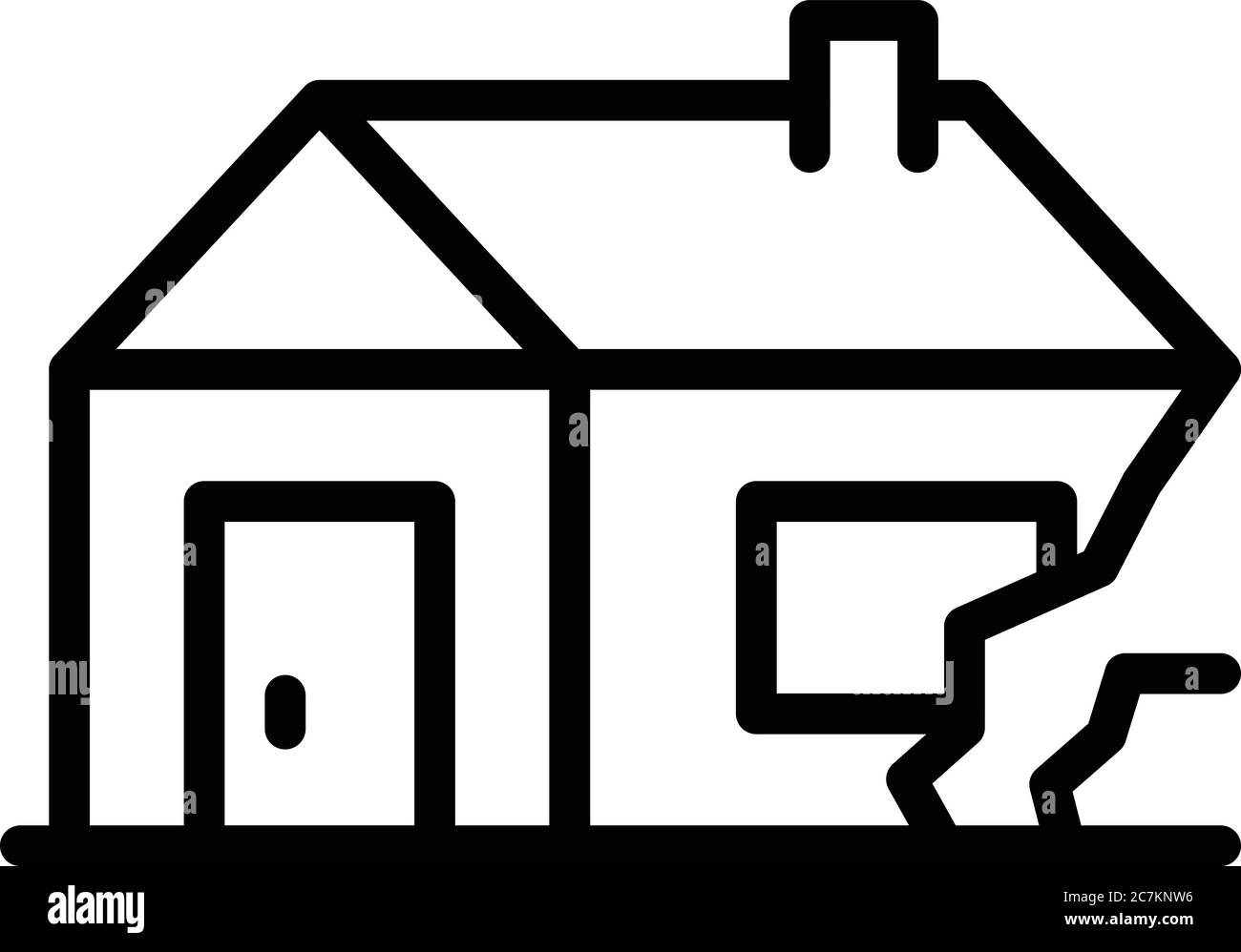 House destruction after war icon, outline style Stock Vector
