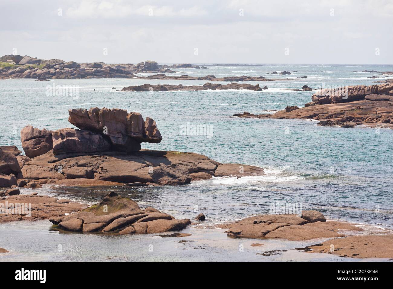Cote de Granit Rose - Stones and Sea Cote Armor, Brittany, France, Europe Stock Photo