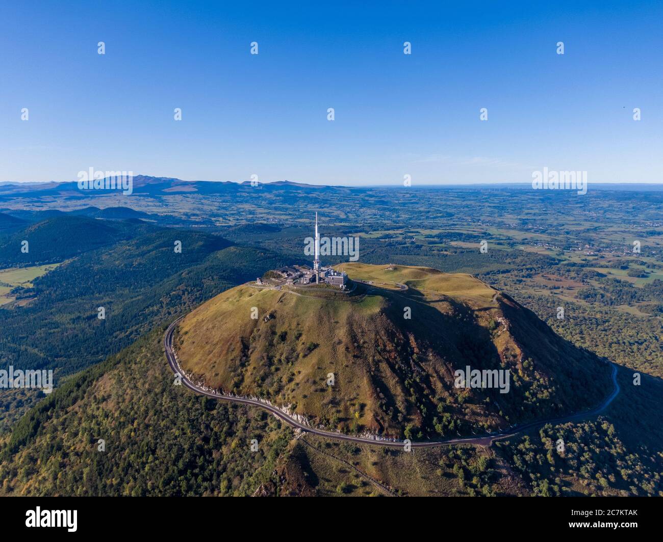 Aerial panorama of Puy de Dome volcano in France Stock Photo