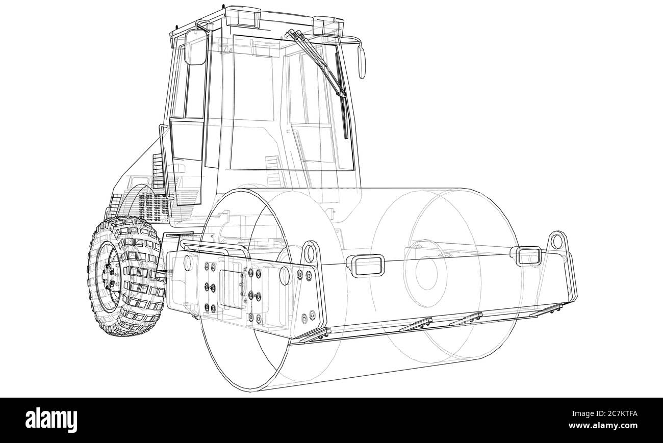 Compactor Colouring Construction machine. Asphalt compactor Stock Photo - Alamy