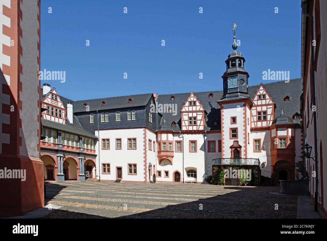 Schlosshof, castle, Weilburg, Hesse, Germany Stock Photo