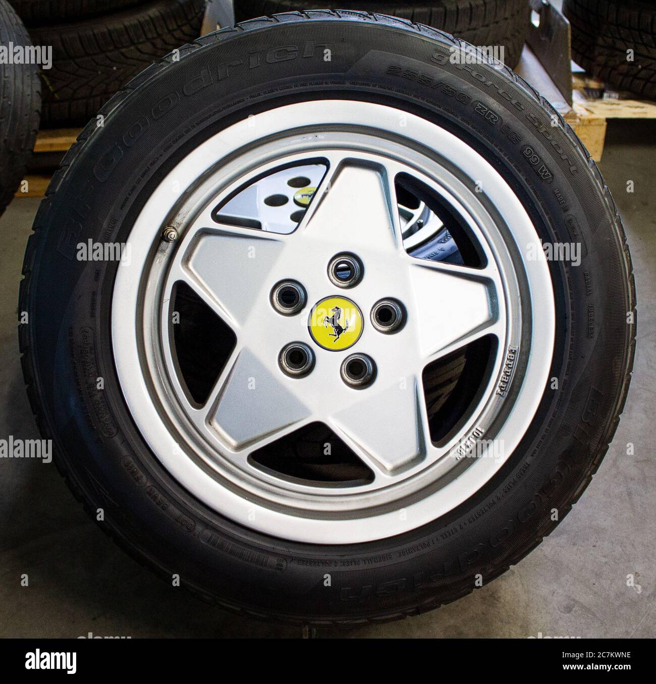 An original alloy wheel of the Ferrari Testarossa. Rare and expensive