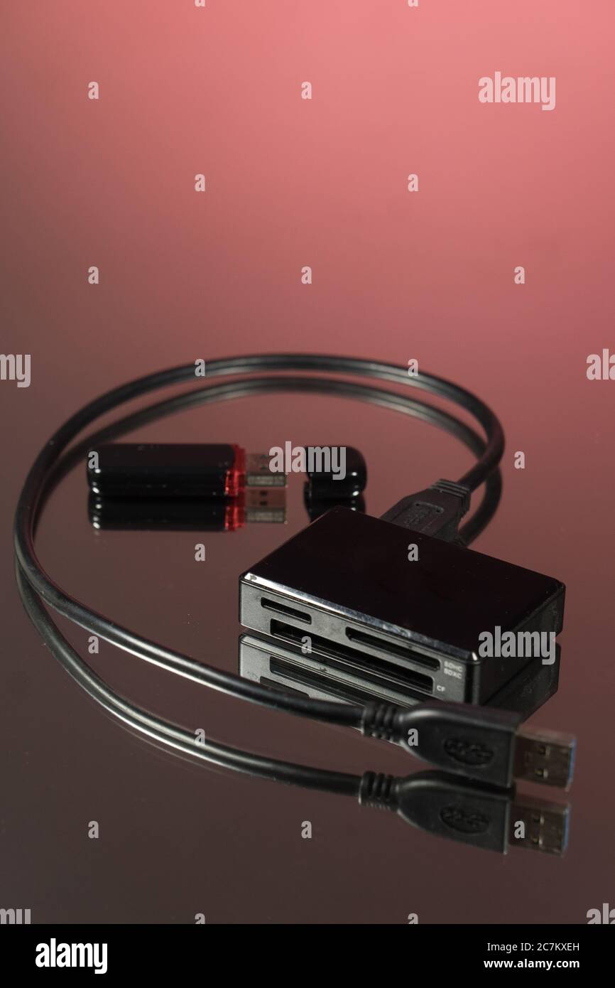 The USB adapter under the Type. Multiport. Stock Photo