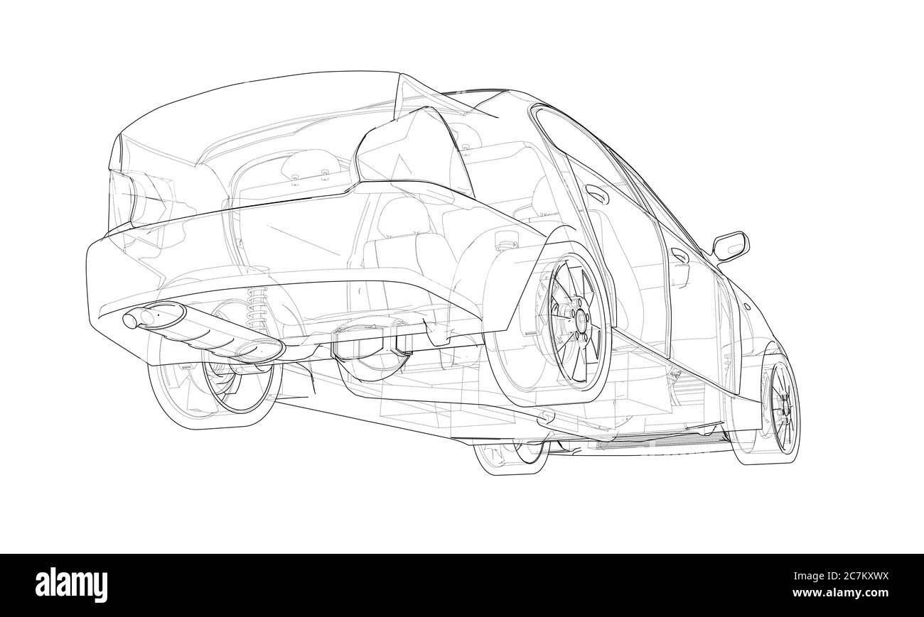 Concept car. 3d illustration Stock Photo