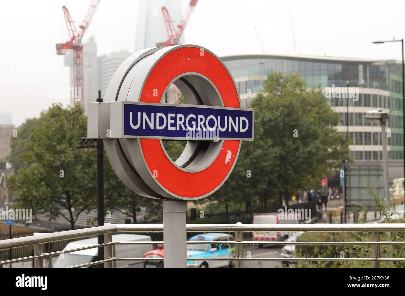 London England, UK. May 07 2020. Rainy streets. London Underground