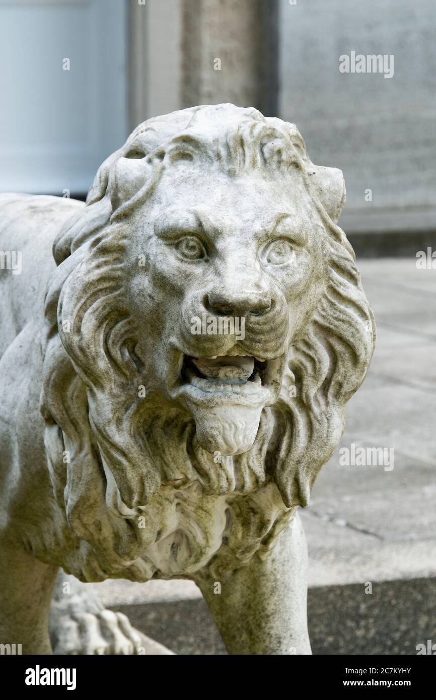 Berlin, Wannsee, House of the Wannsee Conference, garden, lion sculpture Stock Photo