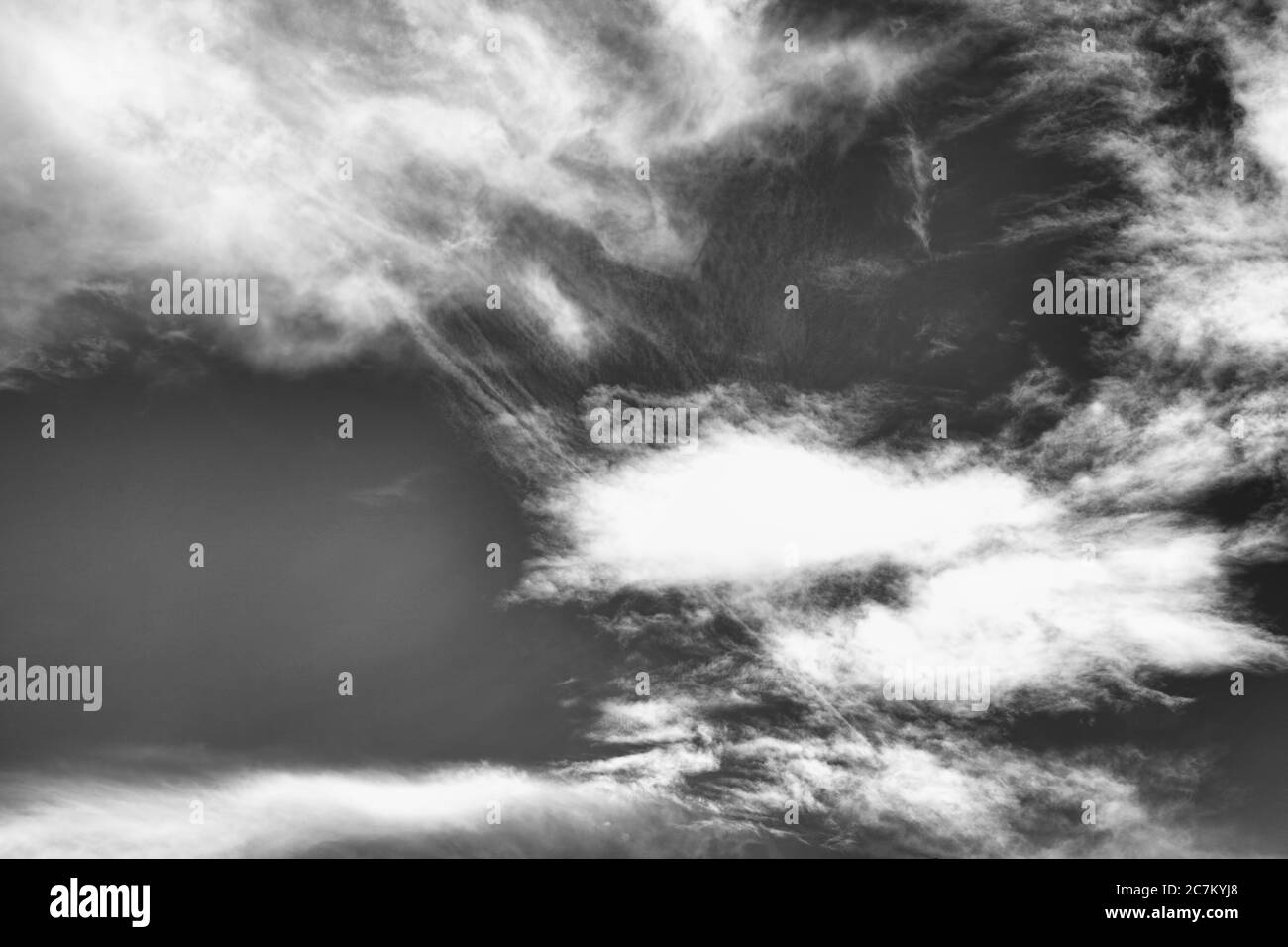Sky cirrus clouds background textures Black and White Stock Photos ...