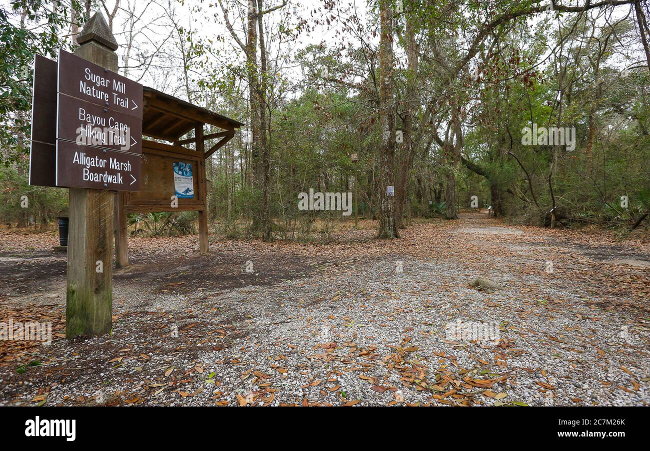 Fontainebleau State Park, Louisiana February 2018 Sign mark the
