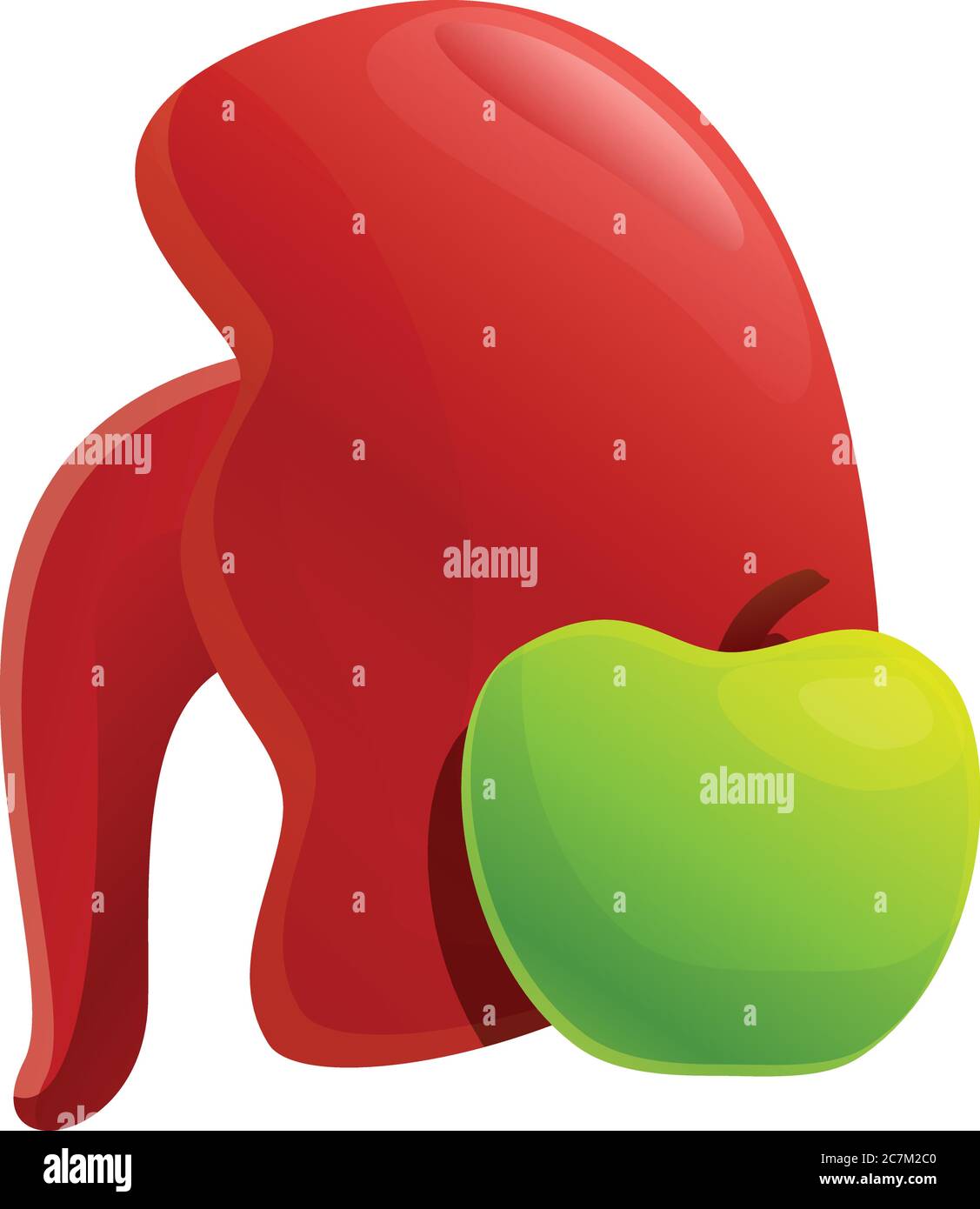Urology kidney green apple icon. Cartoon of urology kidney green apple
