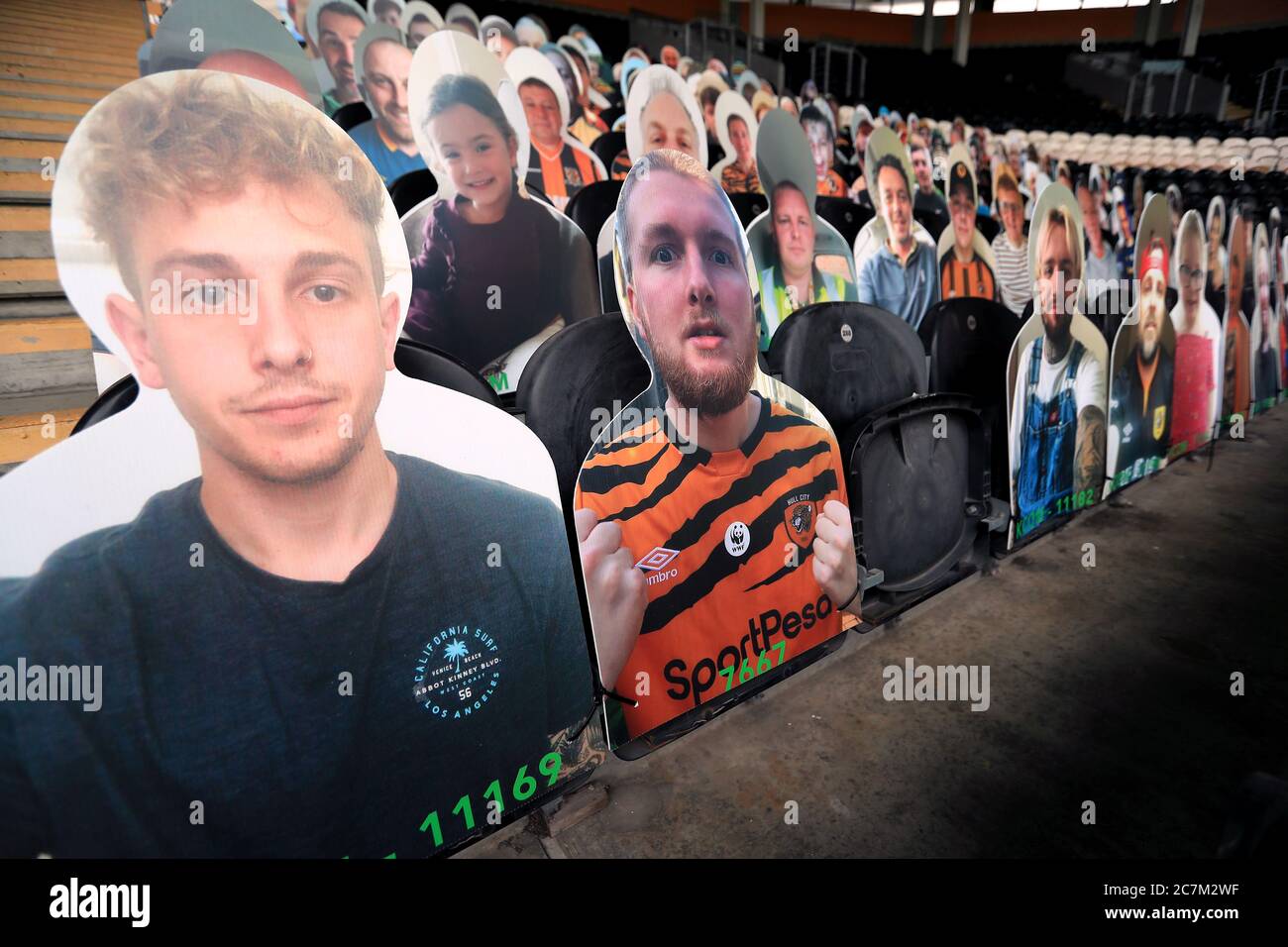 Cardboard cutout pictures of fans in the stands before the Sky Bet