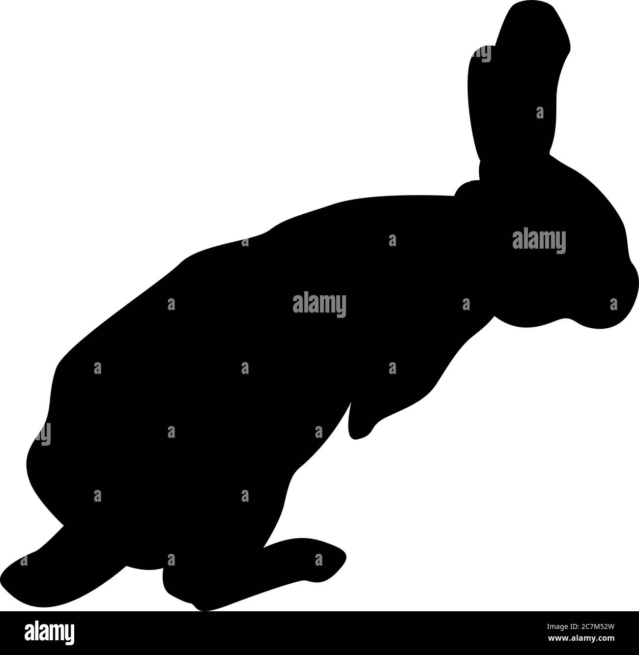 Black isolated silhouette of a young rabbit Stock Vector