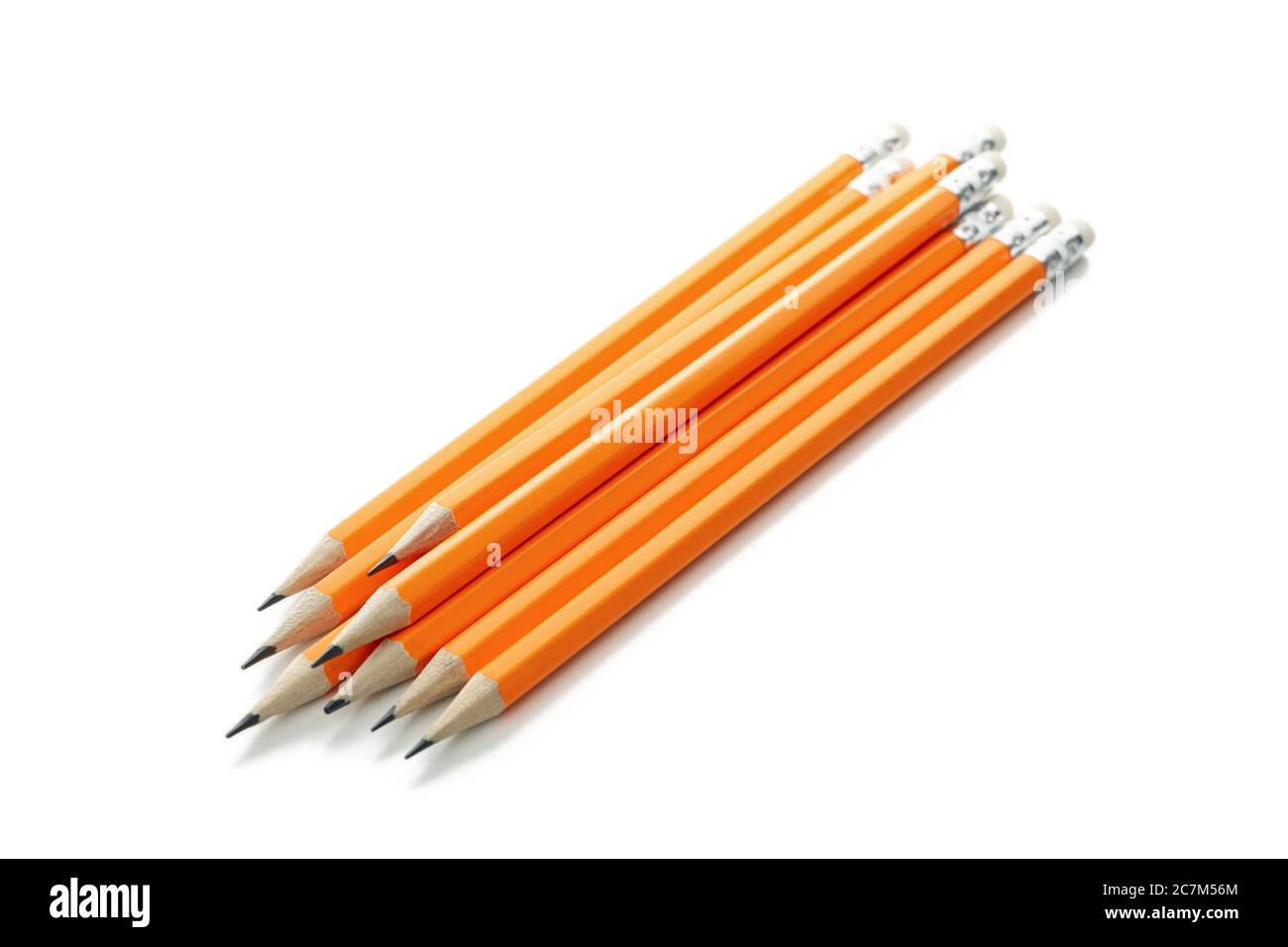 Orange office pencils isolated on white background Stock Photo