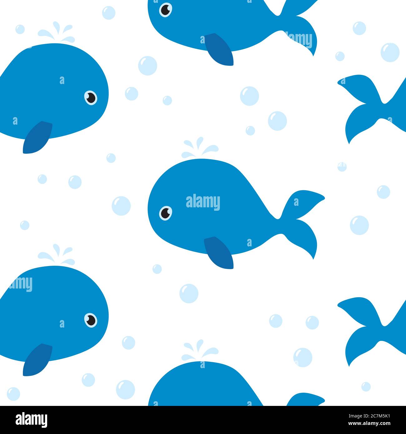 Seamless pattern with cute whales. It can be used for wallpapers ...