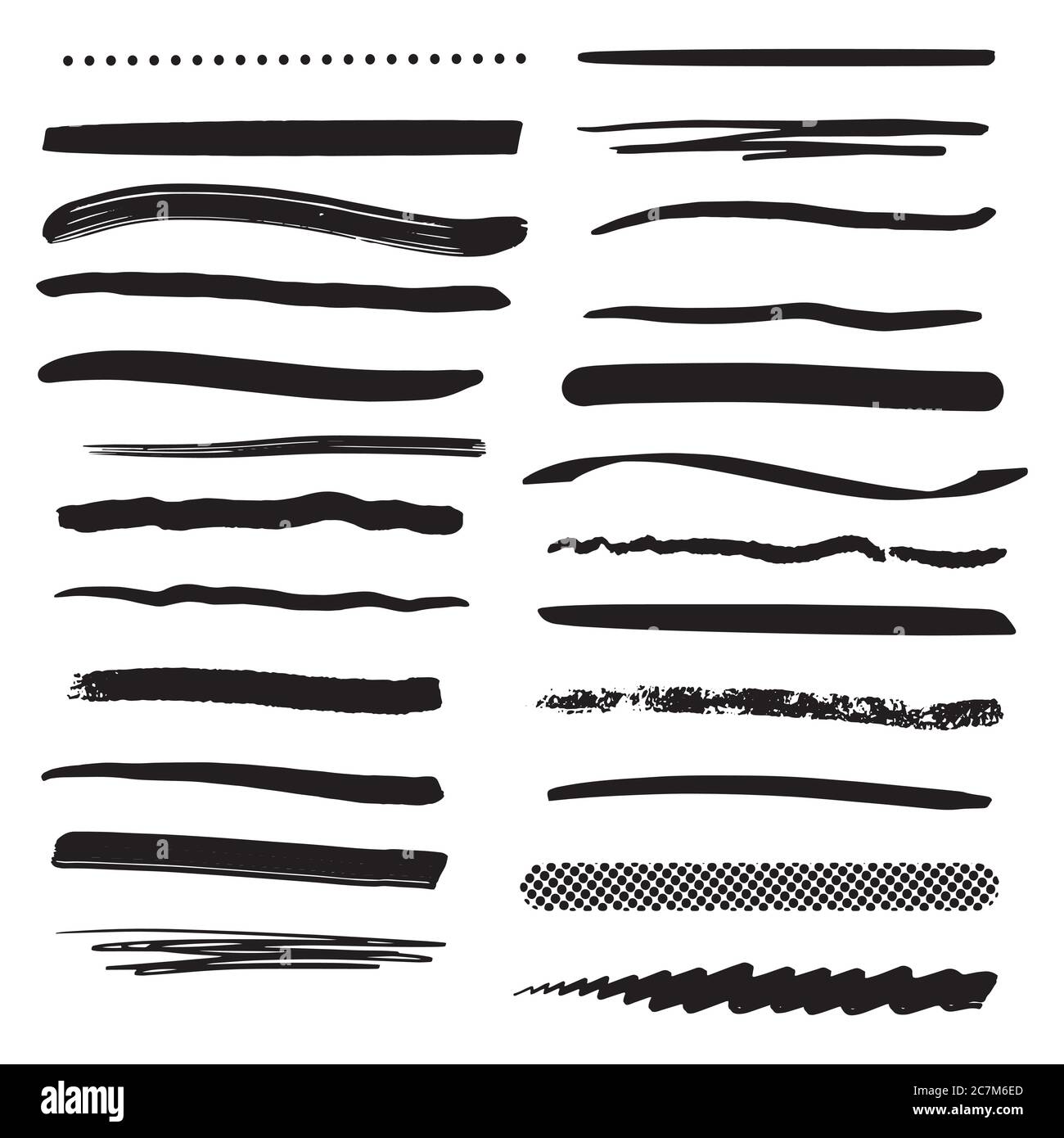 Handmade Collection Set of Underline Strokes in Marker Brush Doodle ...