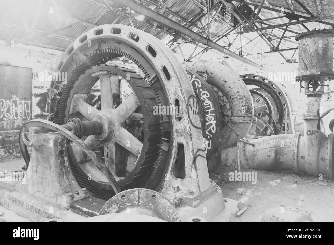 MAUPIN, UNITED STATES Sep 01, 2019 Graffiti on water turbines in an