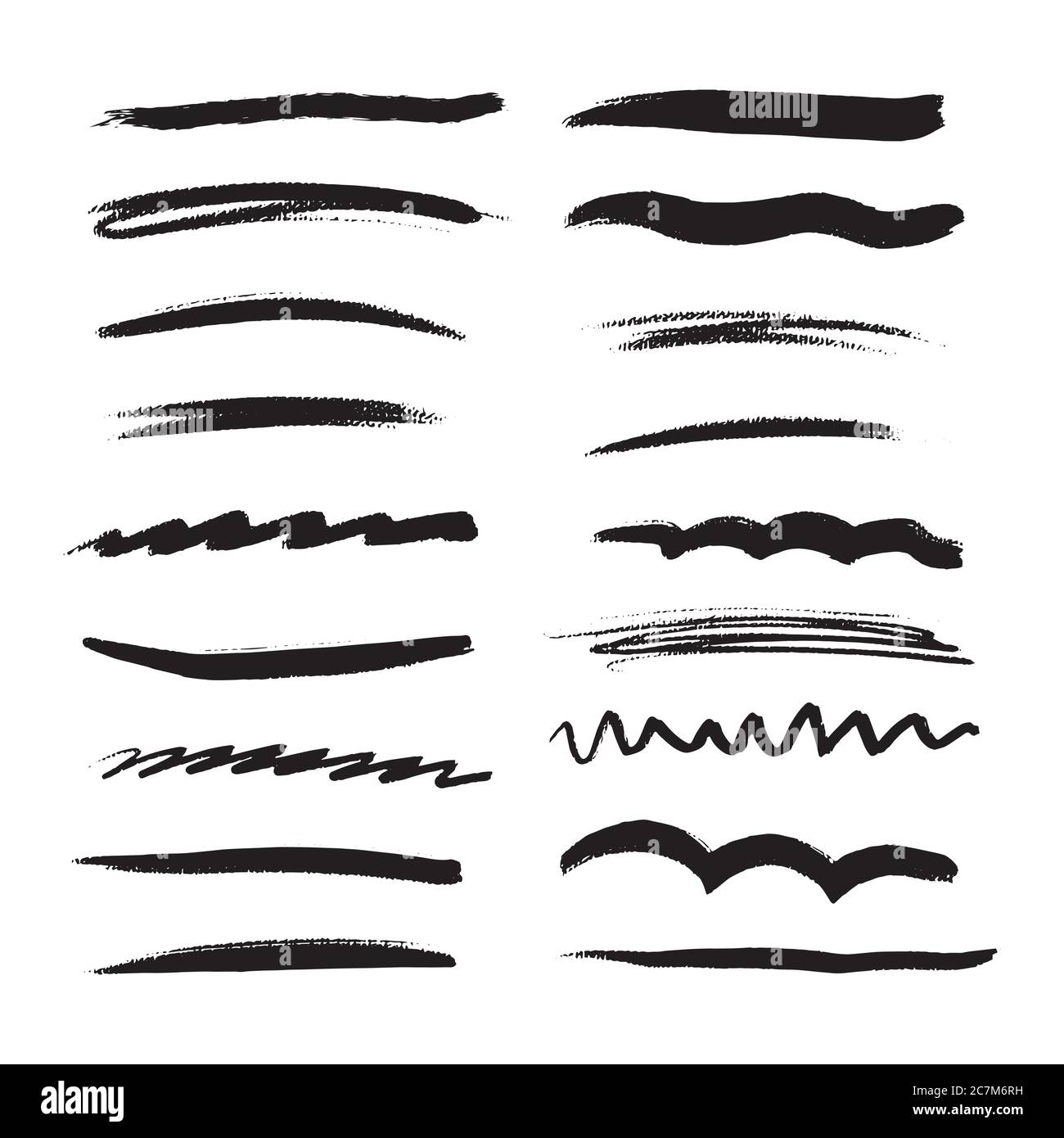 Handmade Collection Set of Underline Strokes in Marker Brush Doodle ...