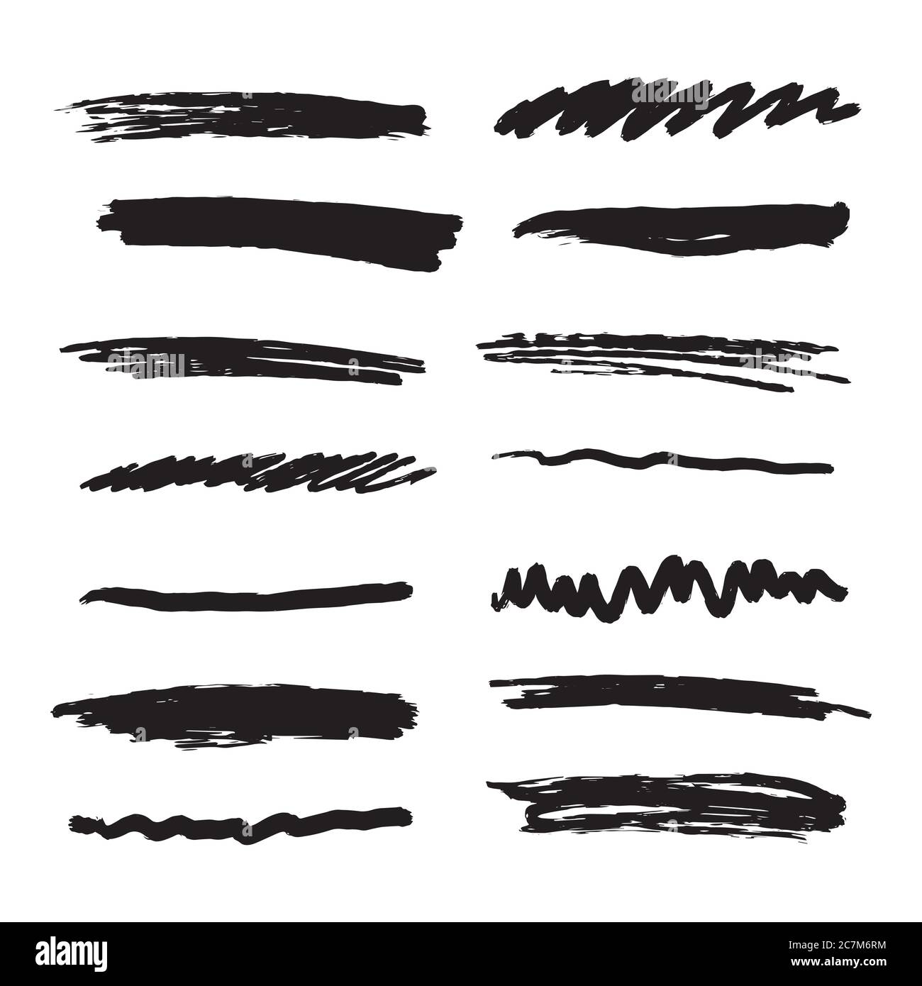 Handmade Collection Set of Underline Strokes in Marker Brush Doodle ...