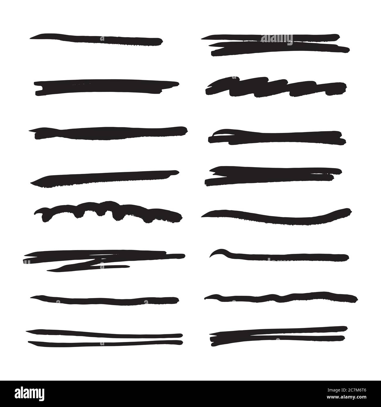 Handmade Collection Set of Underline Strokes in Marker Brush Doodle ...