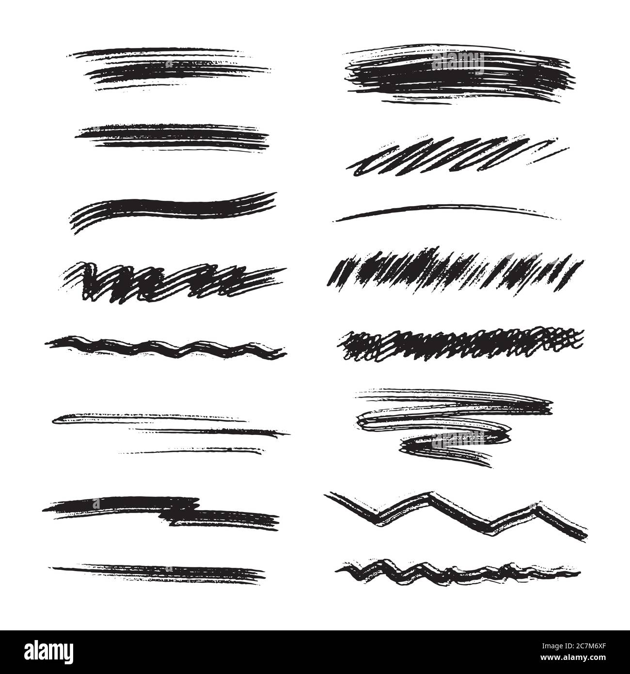 Handmade Collection Set of Underline Strokes in Marker Brush Doodle ...