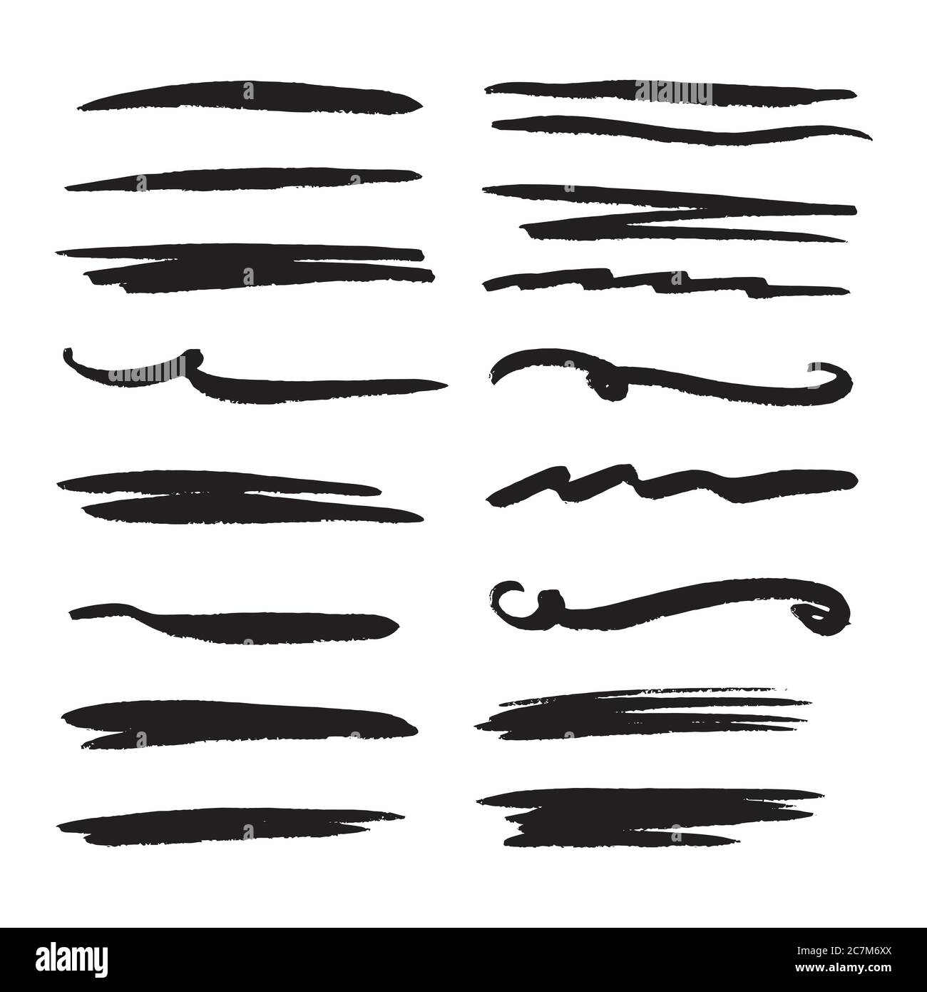 Handmade Collection Set of Underline Strokes in Marker Brush Doodle ...