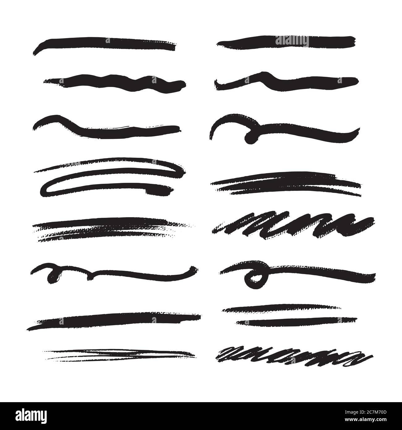 Handmade Collection Set of Underline Strokes in Marker Brush Doodle ...