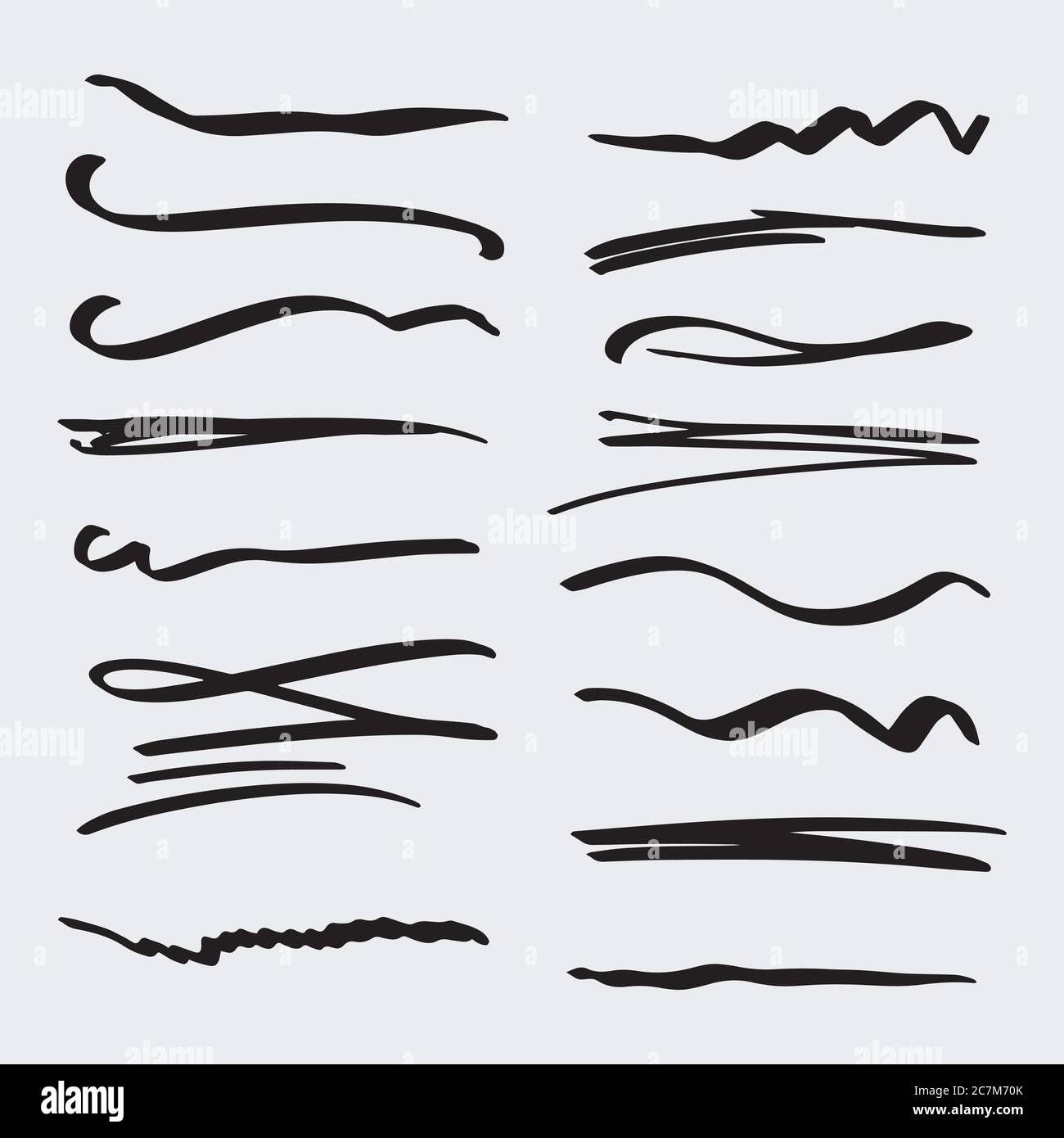 Handmade Collection Set of Underline Strokes in Marker Brush Doodle ...