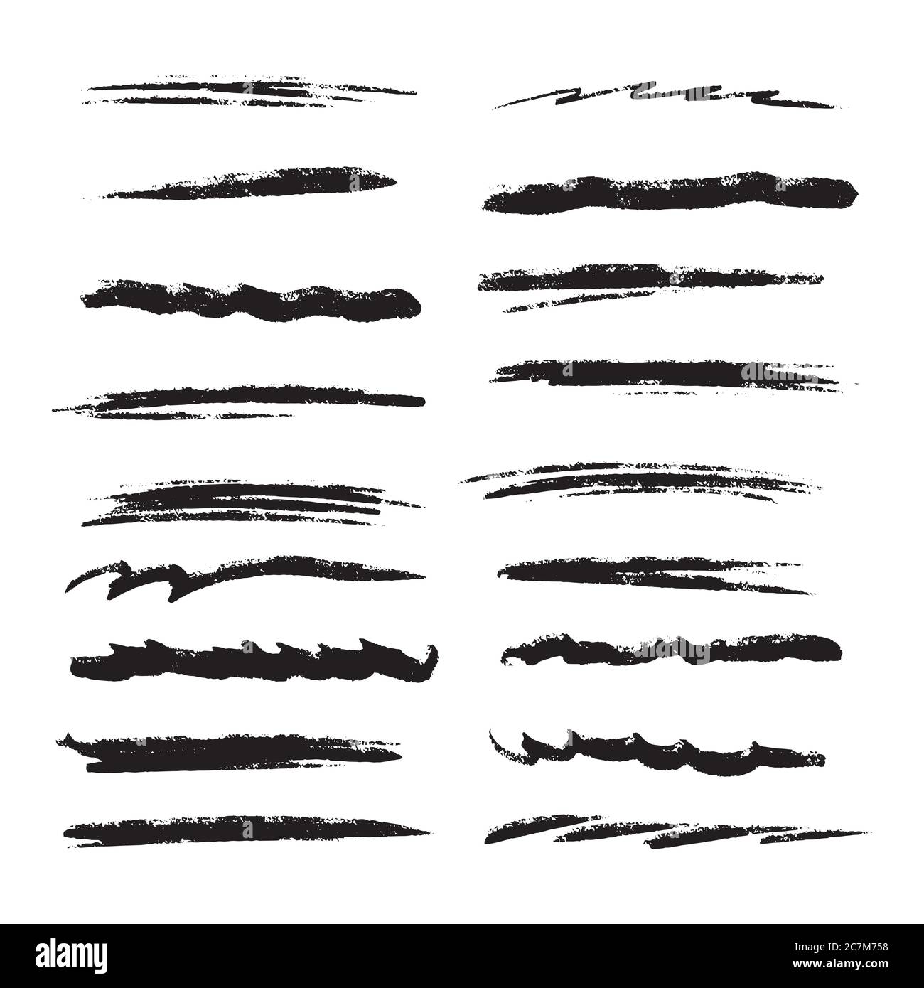 Handmade Collection Set of Underline Strokes in Marker Brush Doodle ...