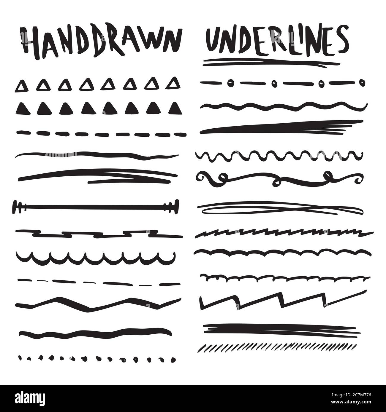 Handmade Collection Set of Underline Strokes in Marker Brush Doodle Style  Various Shapes Stock Vector Image & Art - Alamy