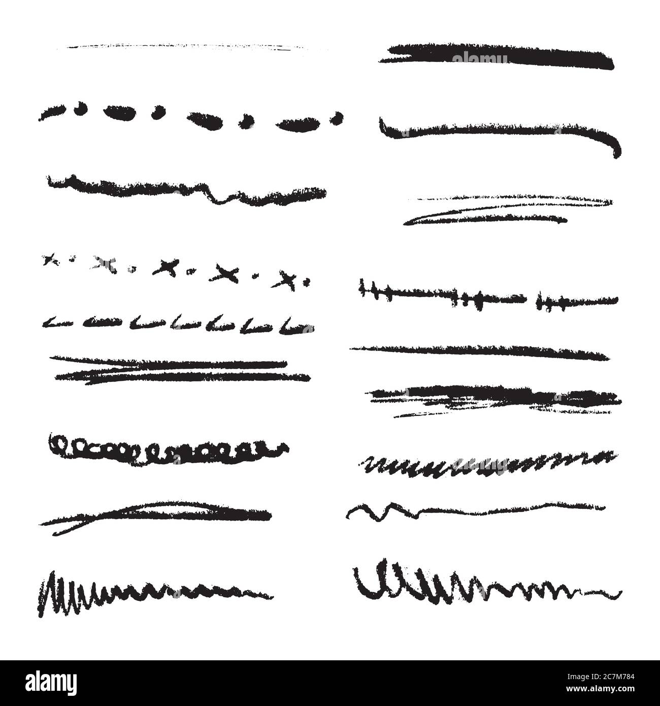 Handmade Collection Set of Underline Strokes in Marker Brush Doodle ...