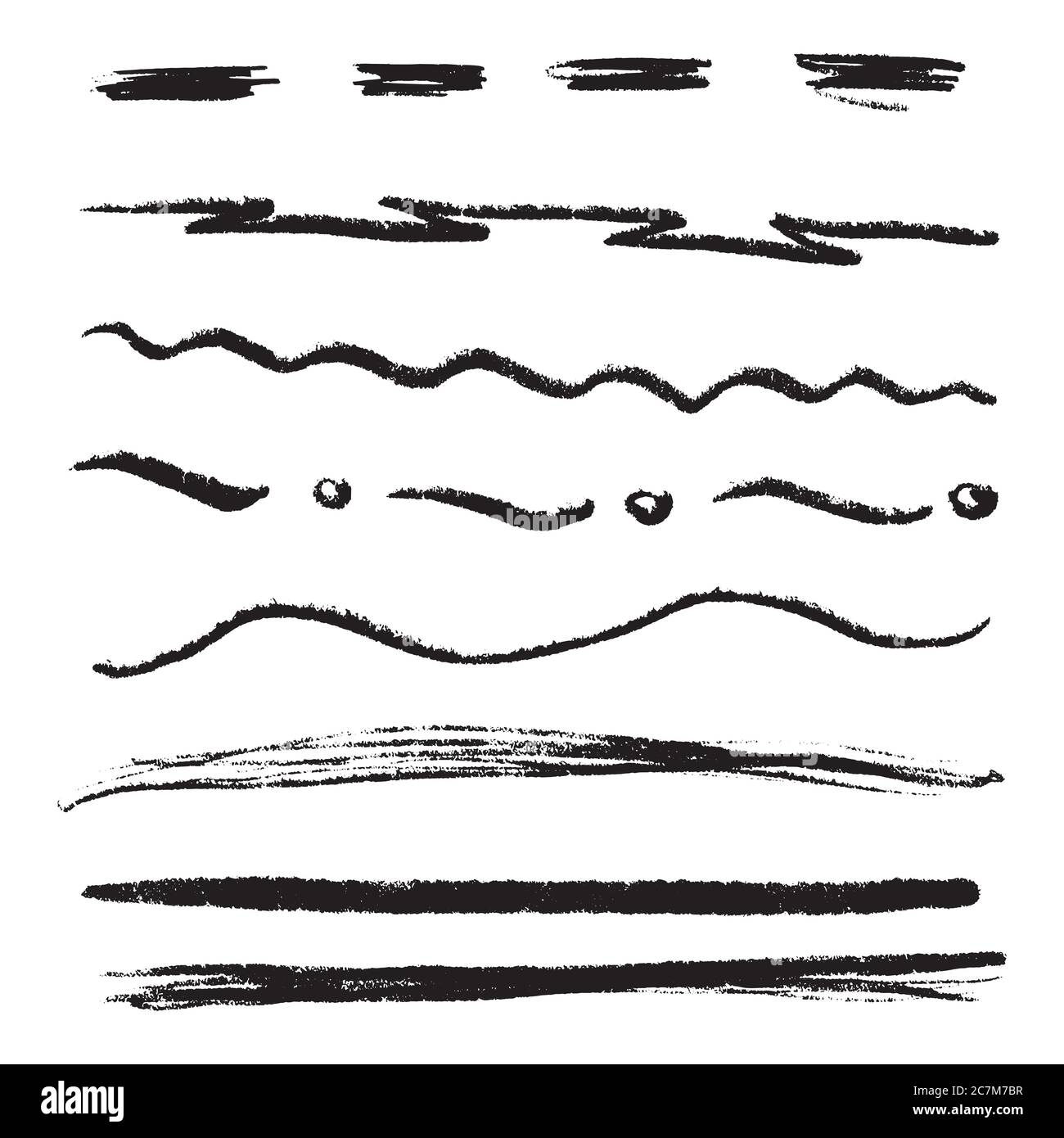 Handmade Collection Set of Underline Strokes in Marker Brush Doodle ...