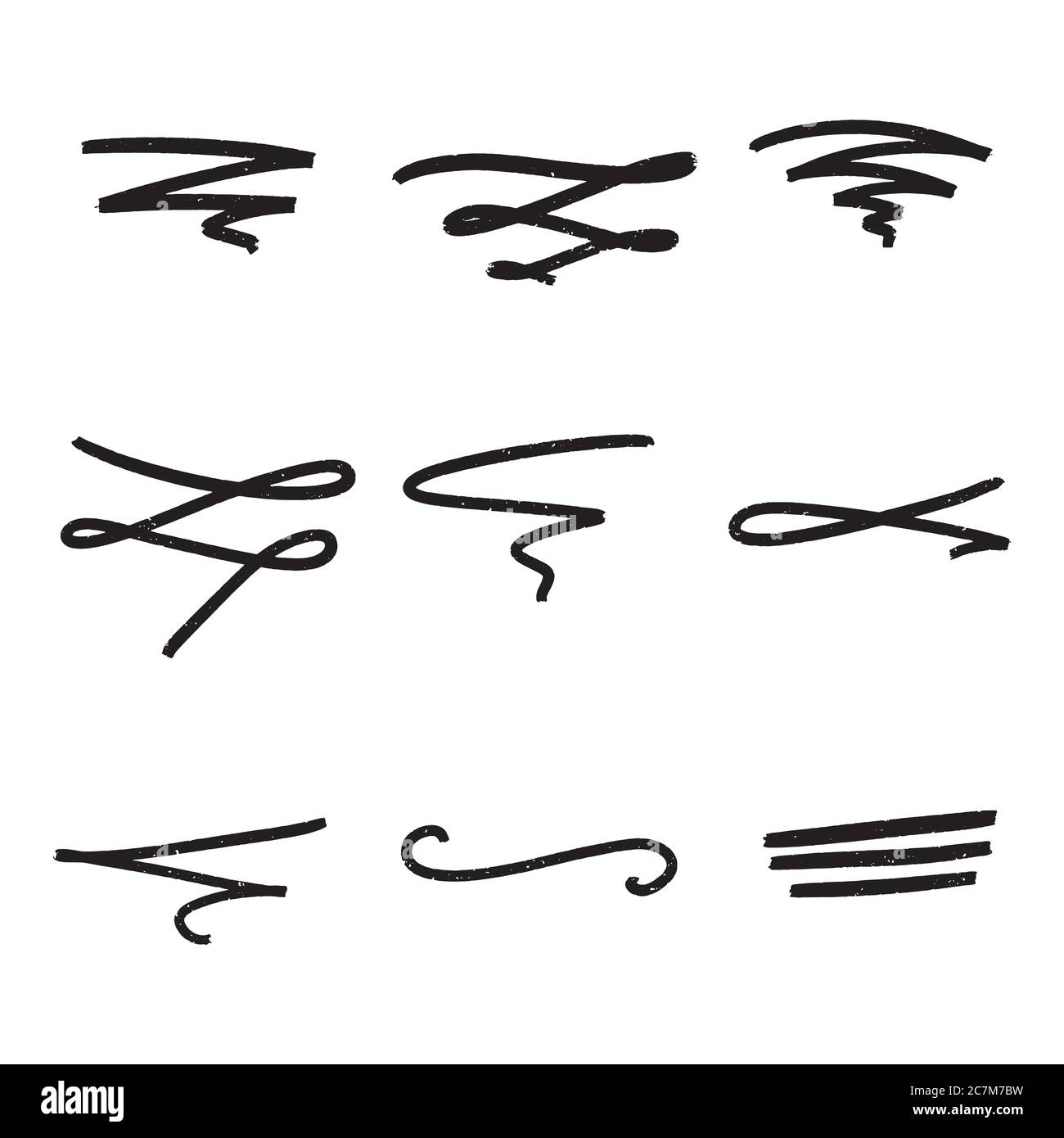 Handmade Collection Set of Underline Strokes in Marker Brush Doodle ...