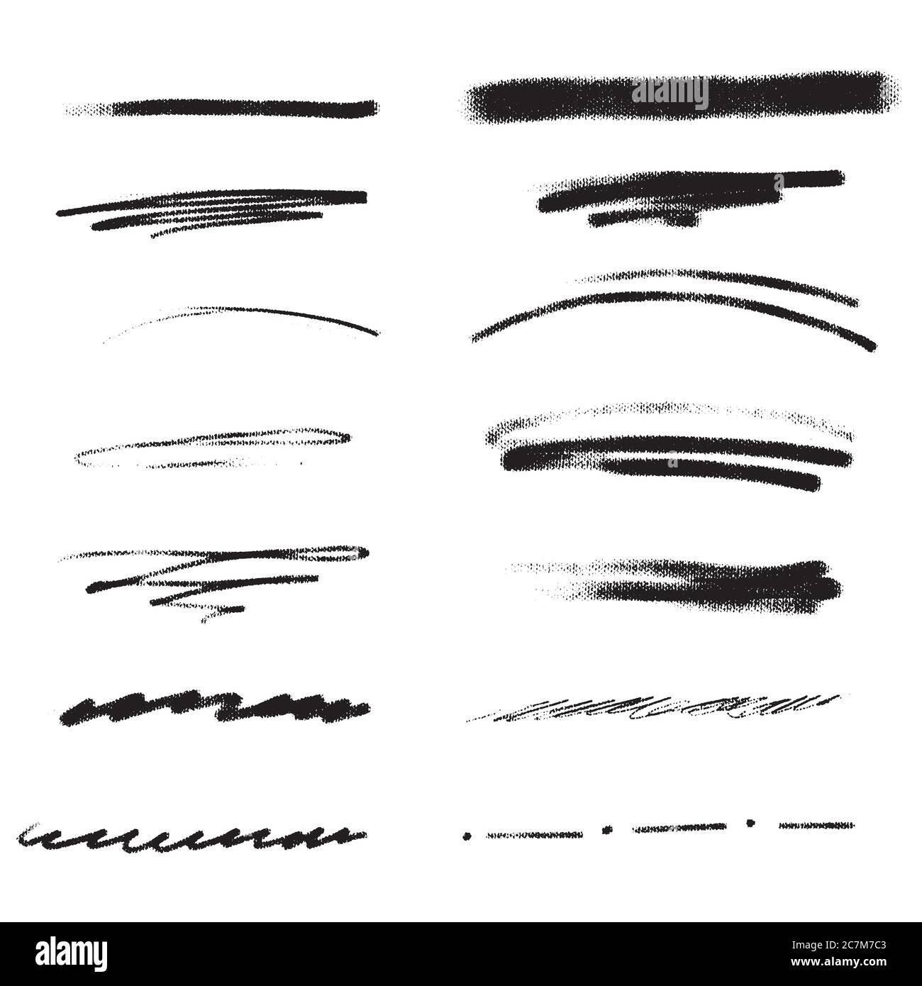 Handmade Collection Set of Underline Strokes in Marker Brush Doodle ...
