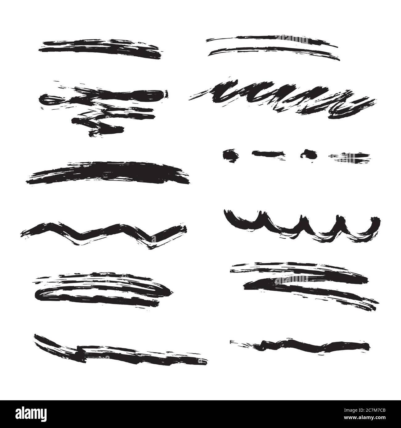 Handmade Collection Set of Underline Strokes in Marker Brush Doodle ...