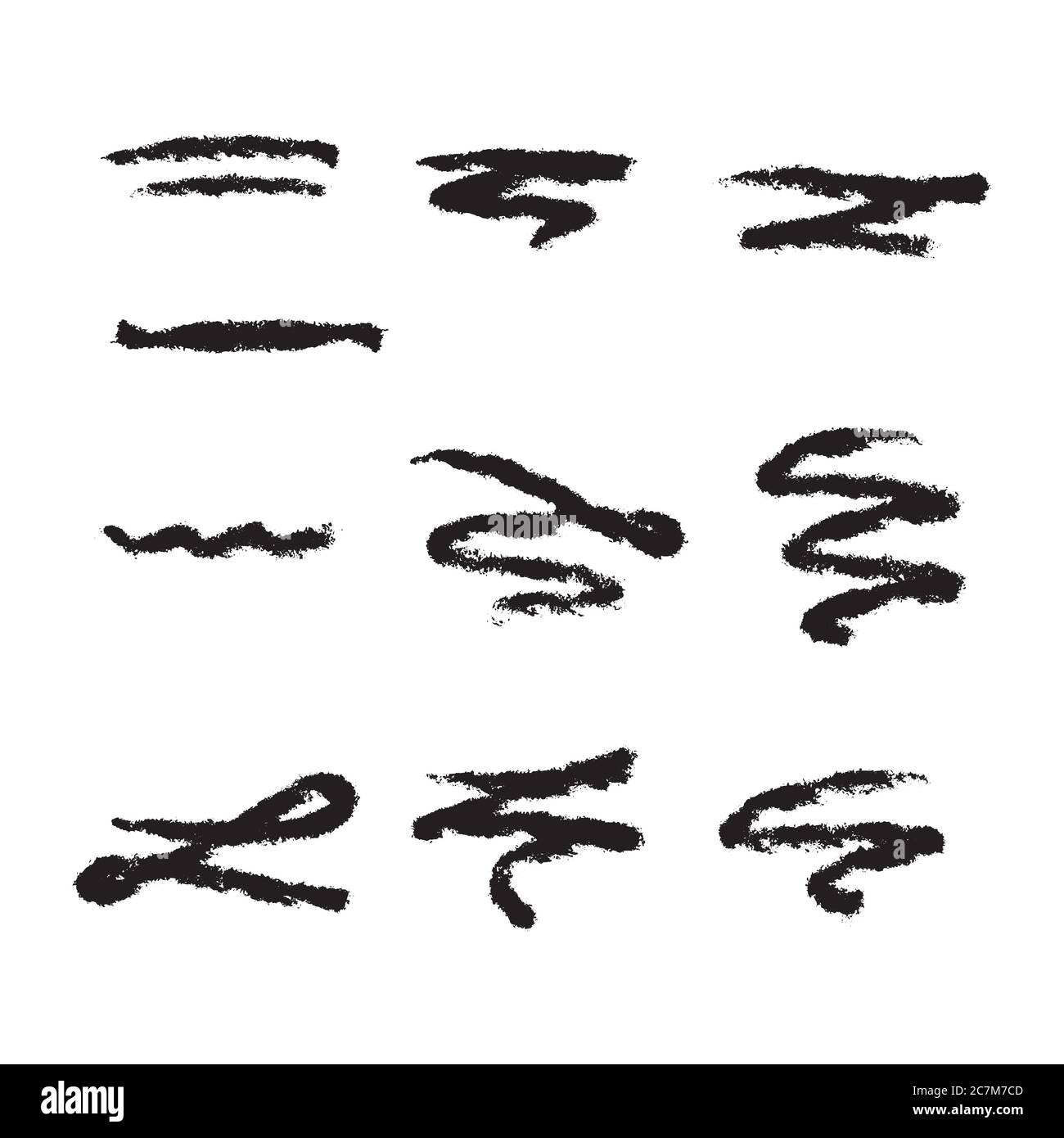 Handmade Collection Set of Underline Strokes in Marker Brush Doodle ...