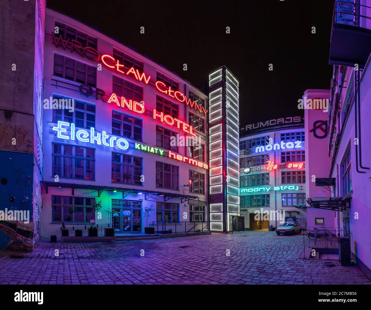 Wroclaw, Poland - June 09 2020: Neonside - A collection of historical neon advertising signs that enthusiasts have collected since 2005 Stock Photo