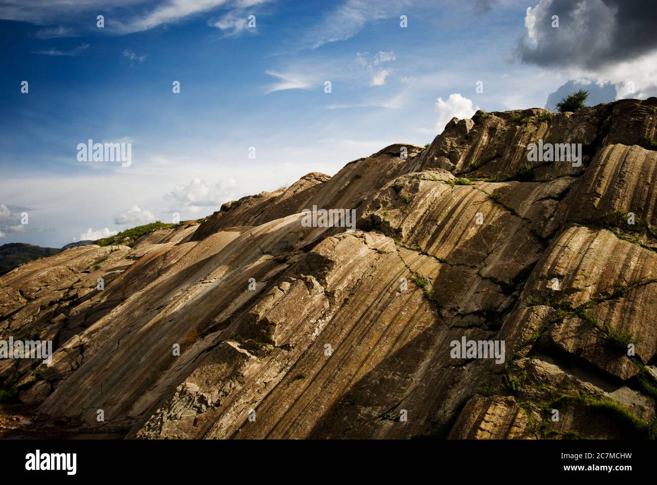 Saqsaywaman rock formation, a citadel on the northern outskirts of the city of Cusco, Peru, South America Stock Photo